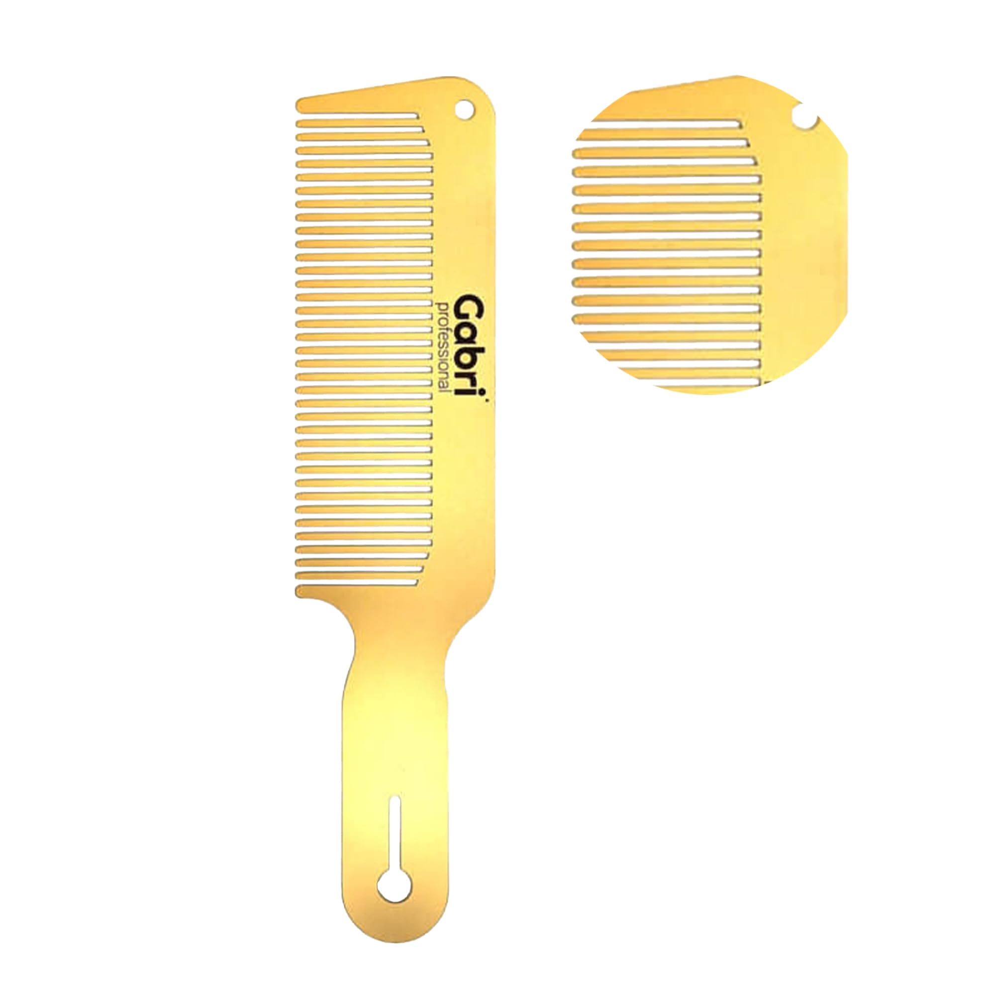 Gabri Flat Hair Comb Top Comb Barber Styling Hair Cutting Durable Detangler - Professional Hairdressing Tools, Anti Static Heat Resistant, Strong & Durable (Gold Metal 21 cm, Metal)