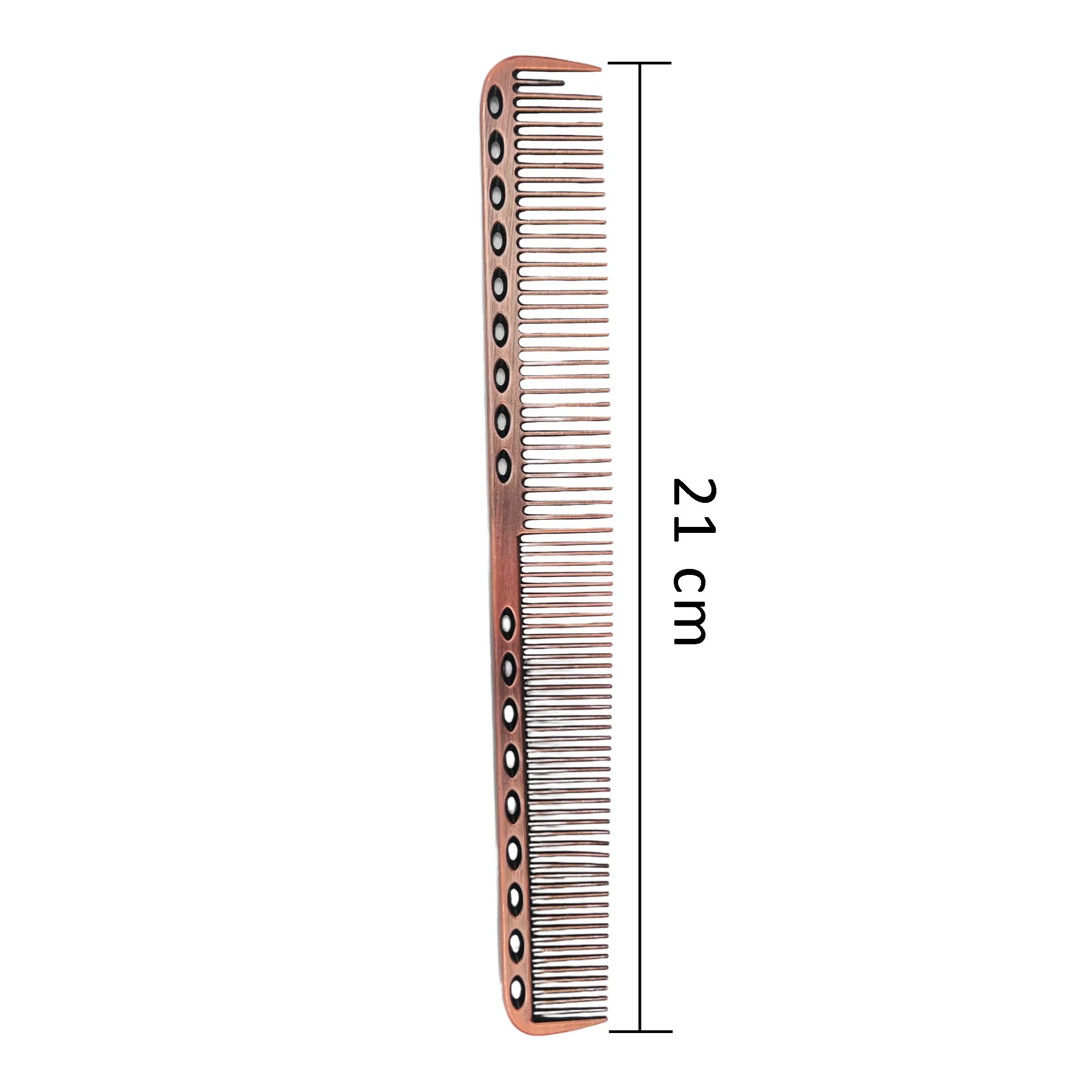 Gabri Flat Hair Comb Top Comb Barber Styling Hair Cutting Durable Detangler - Professional Hairdressing Tools, Anti Static Heat Resistant, Strong & Durable (Gold Metal 21 cm, Metal)