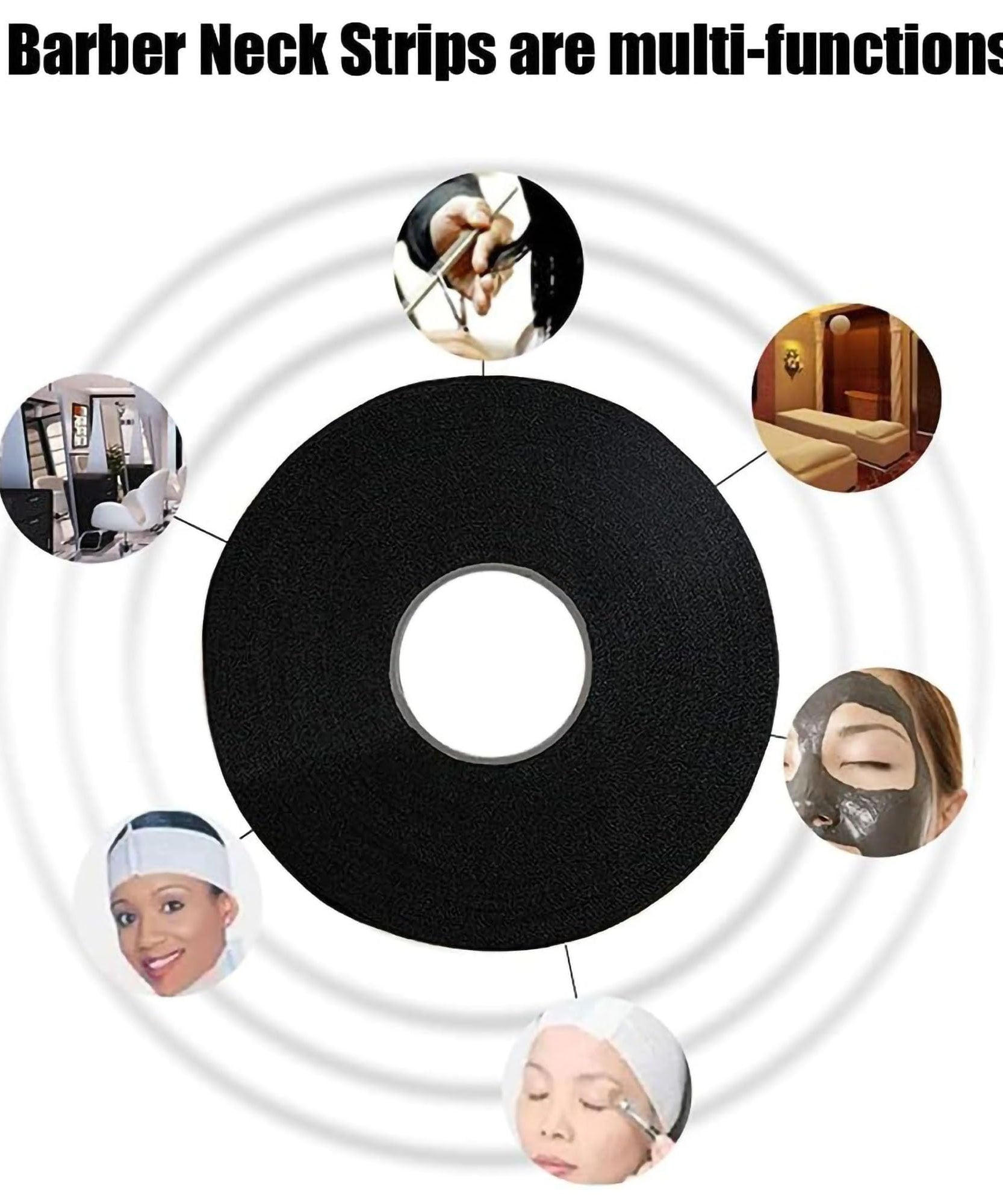 Gabri Professional Barber Neck Strips,5 x 100 Rolls Pack White & Black