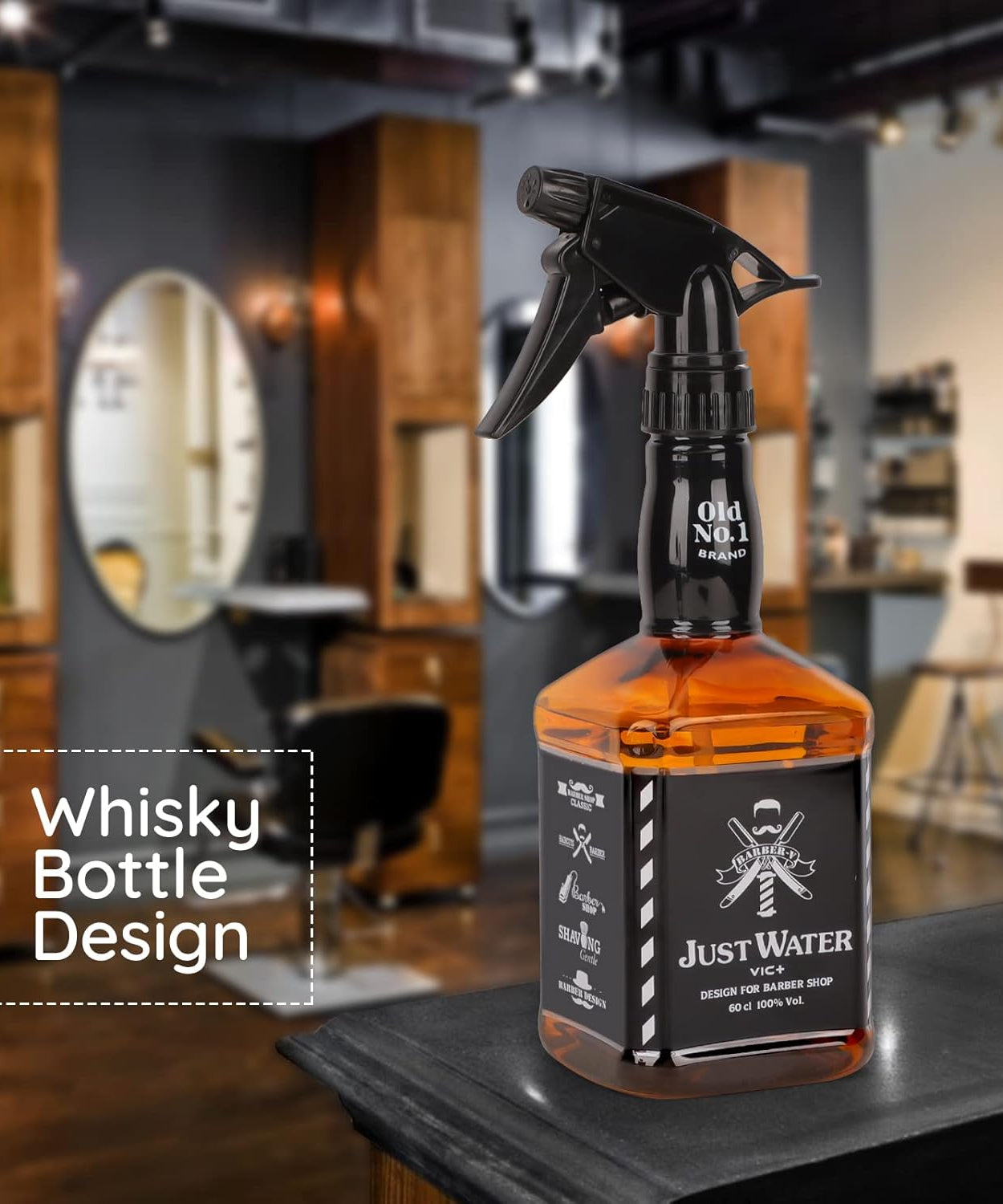 600ml/20.3oz Barber Spray Bottle, Mist to Stream Adjustable Setting, Plastic Whisky Squirt Bottle Empty Refillable Amber Sprayer for Hair Styling, Hairdresser, Stylist, Salon, Hair Styling, Plant