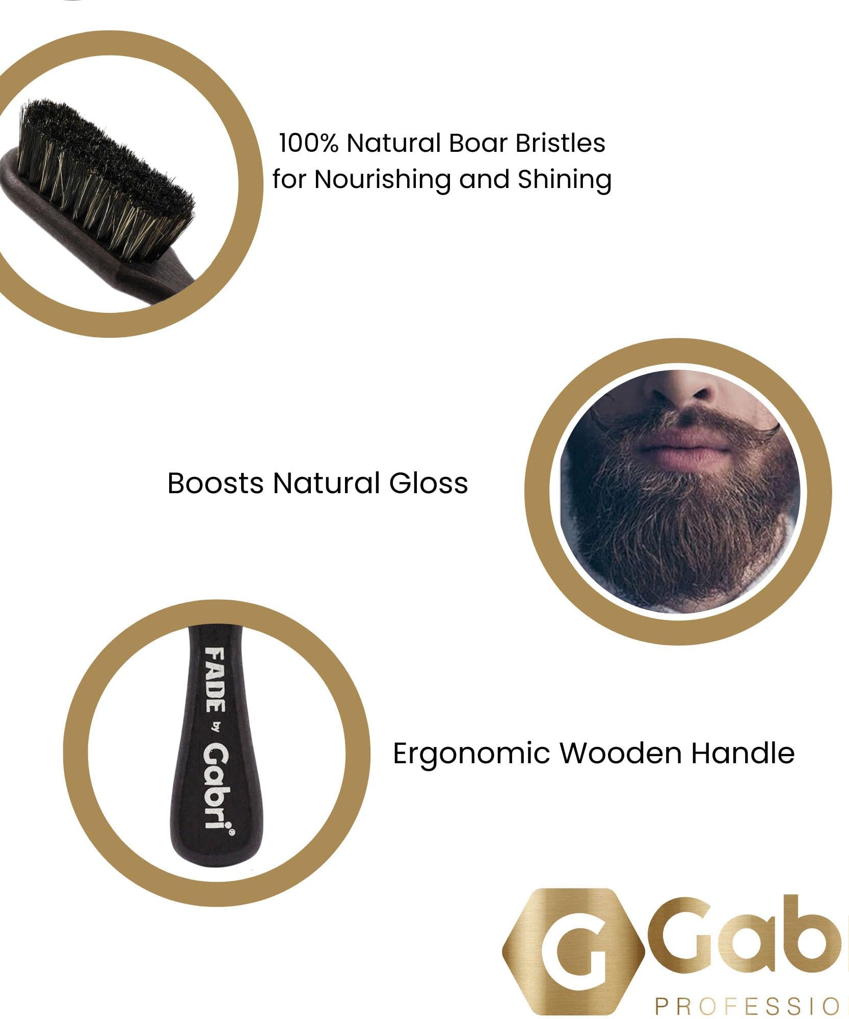 Gabri Men's Grooming Barber Beard and Fade Brush