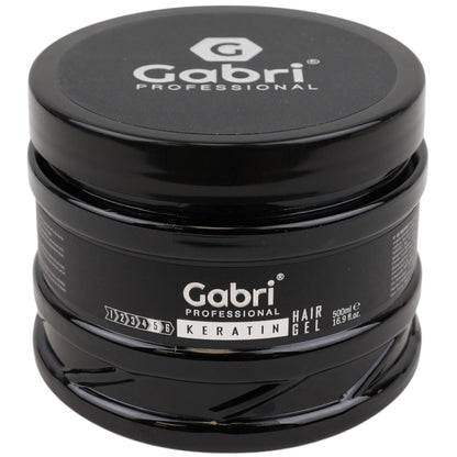 Gabri Hair Styling Gel, Firm Hold Styling Hair Gels, High Gloss, Anti-Frizz Effect, Edge Control, For All Hair Types (250 g (1 Pack), Keratin)