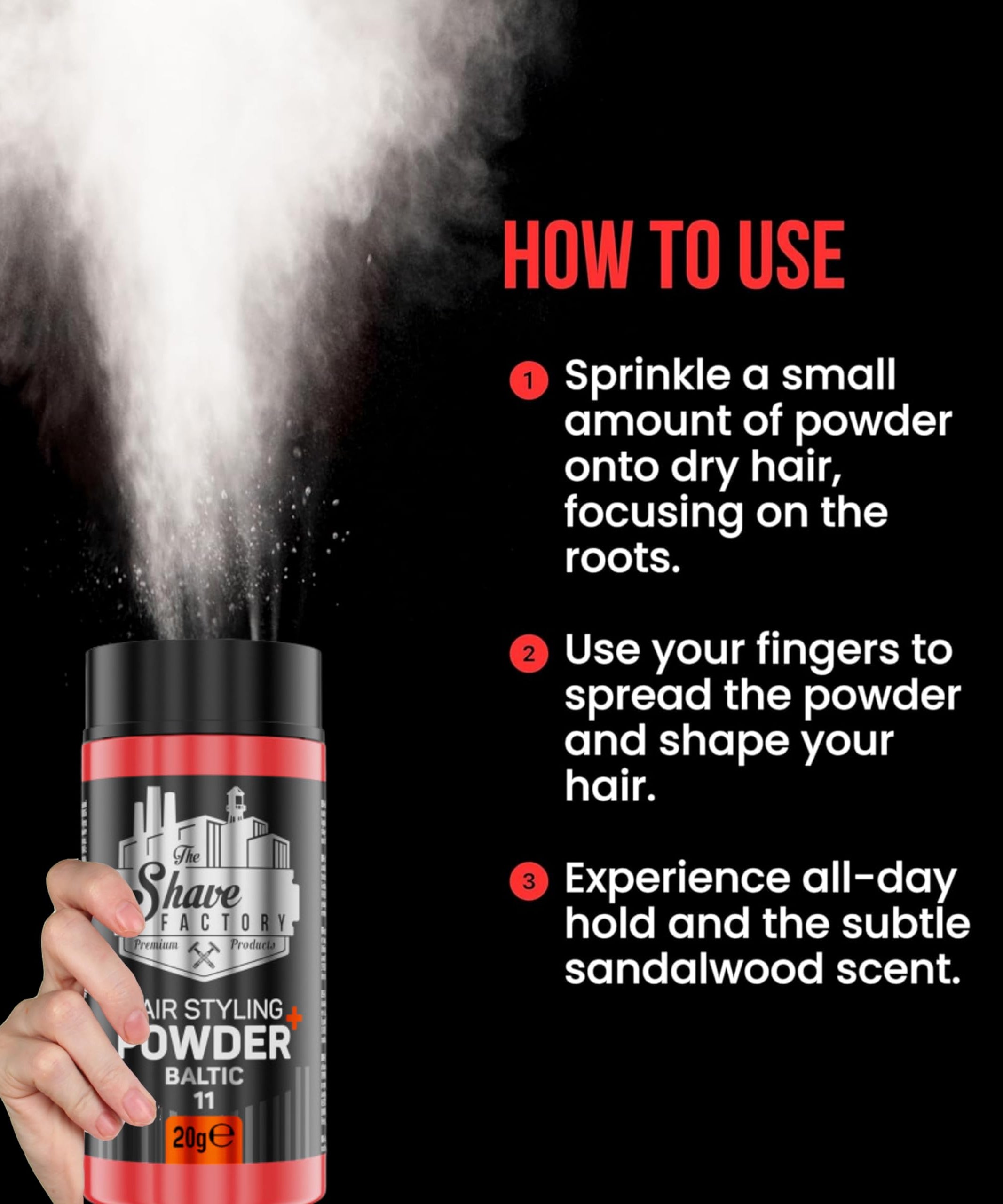 The Shave Factory Ultra Hold Hair Styling Powder Arctic 20g –30g