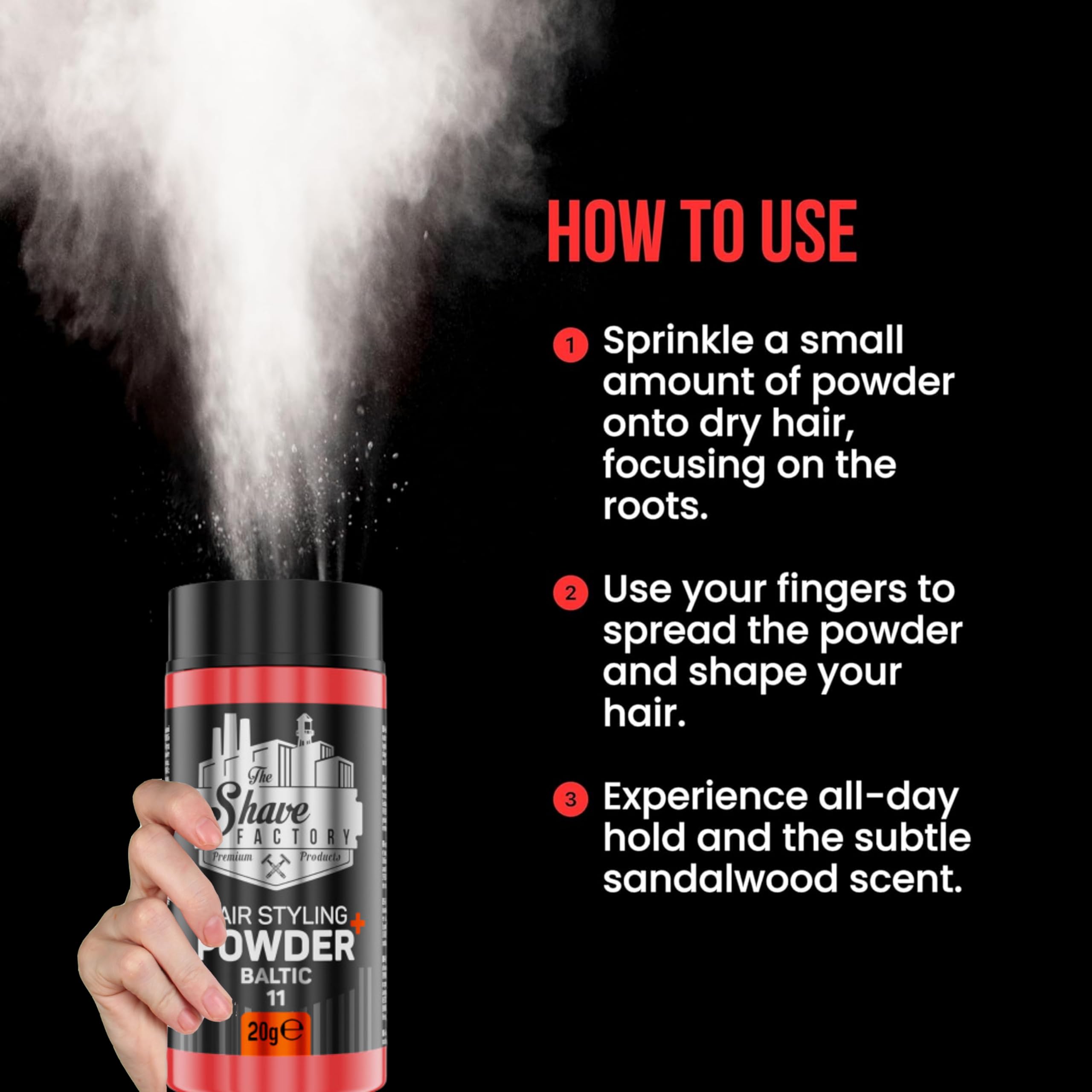 The Shave Factory Ultra Hold Hair Styling Powder Arctic 20g –30g