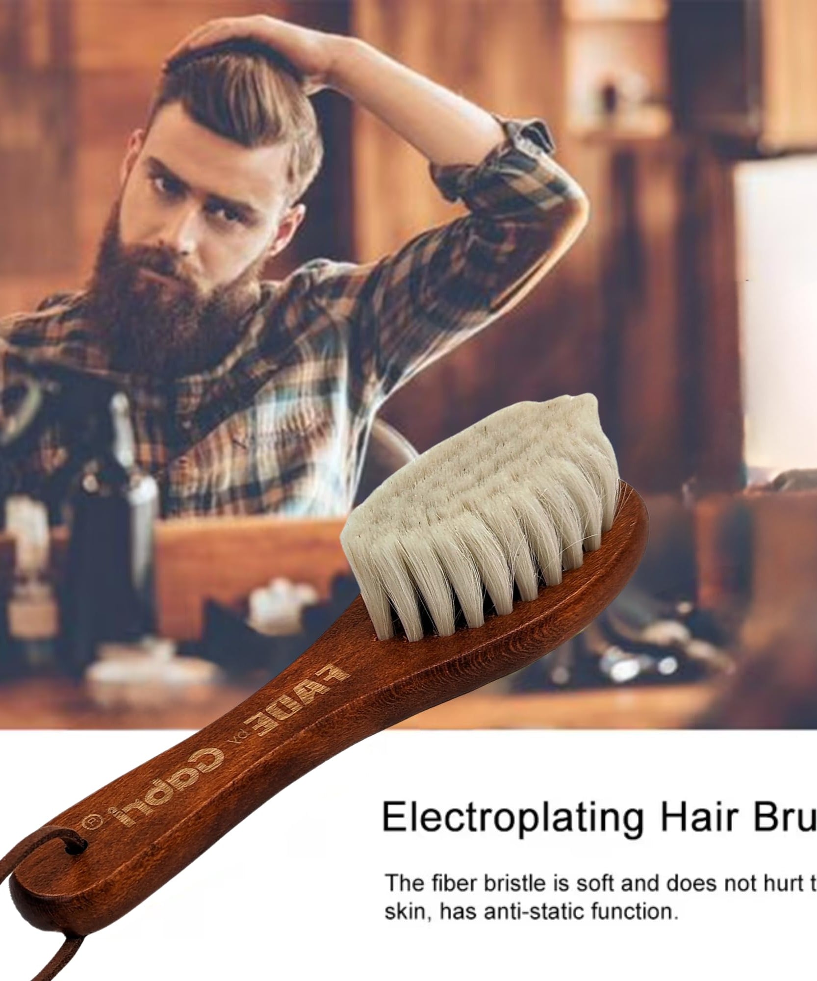 Gabri Men's Grooming Barber Beard and Fade Brush