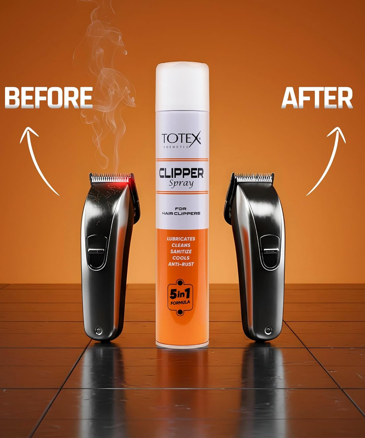 Totex Clipper Spray 400ml – 5-in-1 Lubricates, Cleans, Disinfects, Cools & Anti-Rust | Disinfectant Spray for Hair Clippers, Trimmers, Electric Shavers, Barber Use