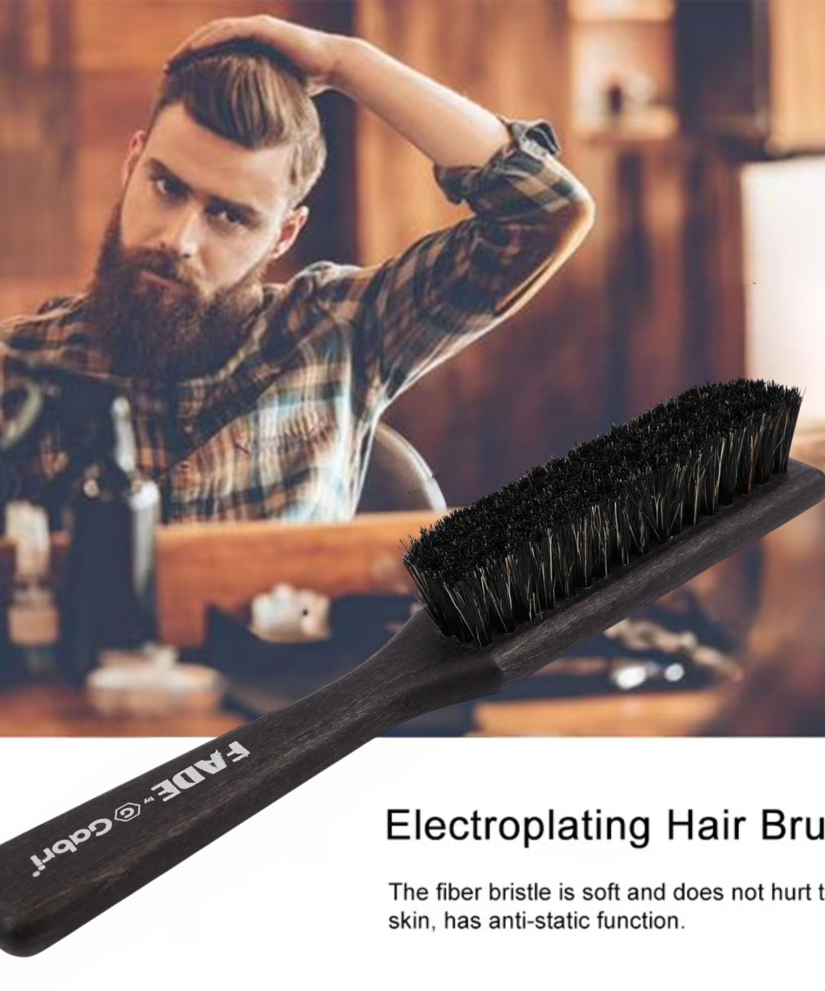 Gabri Men's Grooming Barber Beard and Fade Brush