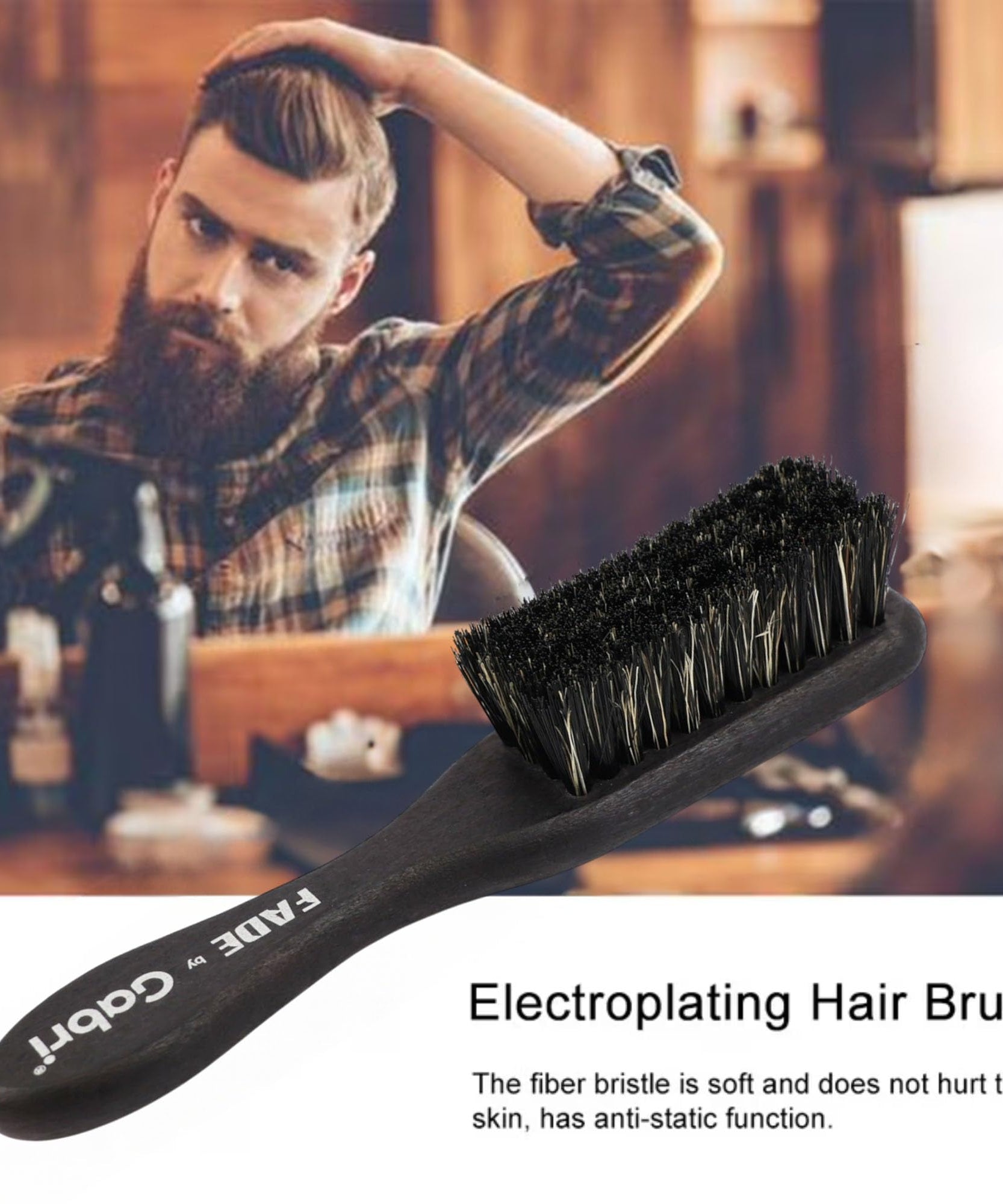 Gabri Men's Grooming Barber Beard and Fade Brush