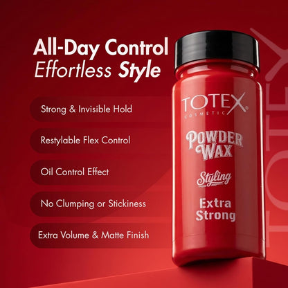 Totex Hair Styling Powder Wax Red 20g Strong Hold Matt Finish Volumising Powder for Men