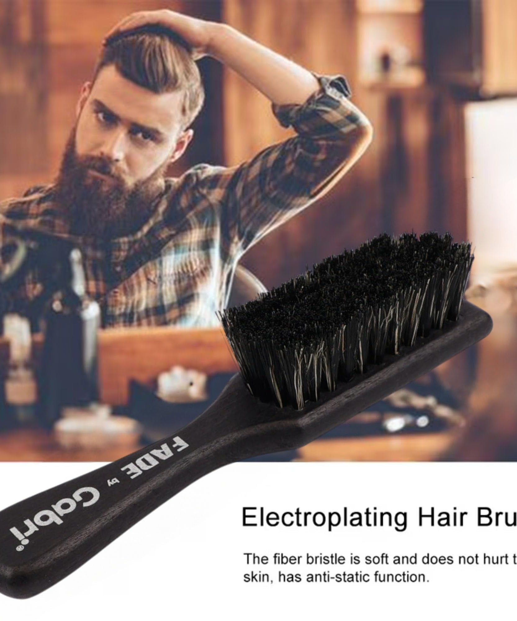 Gabri Men's Grooming Barber Beard and Fade Brush