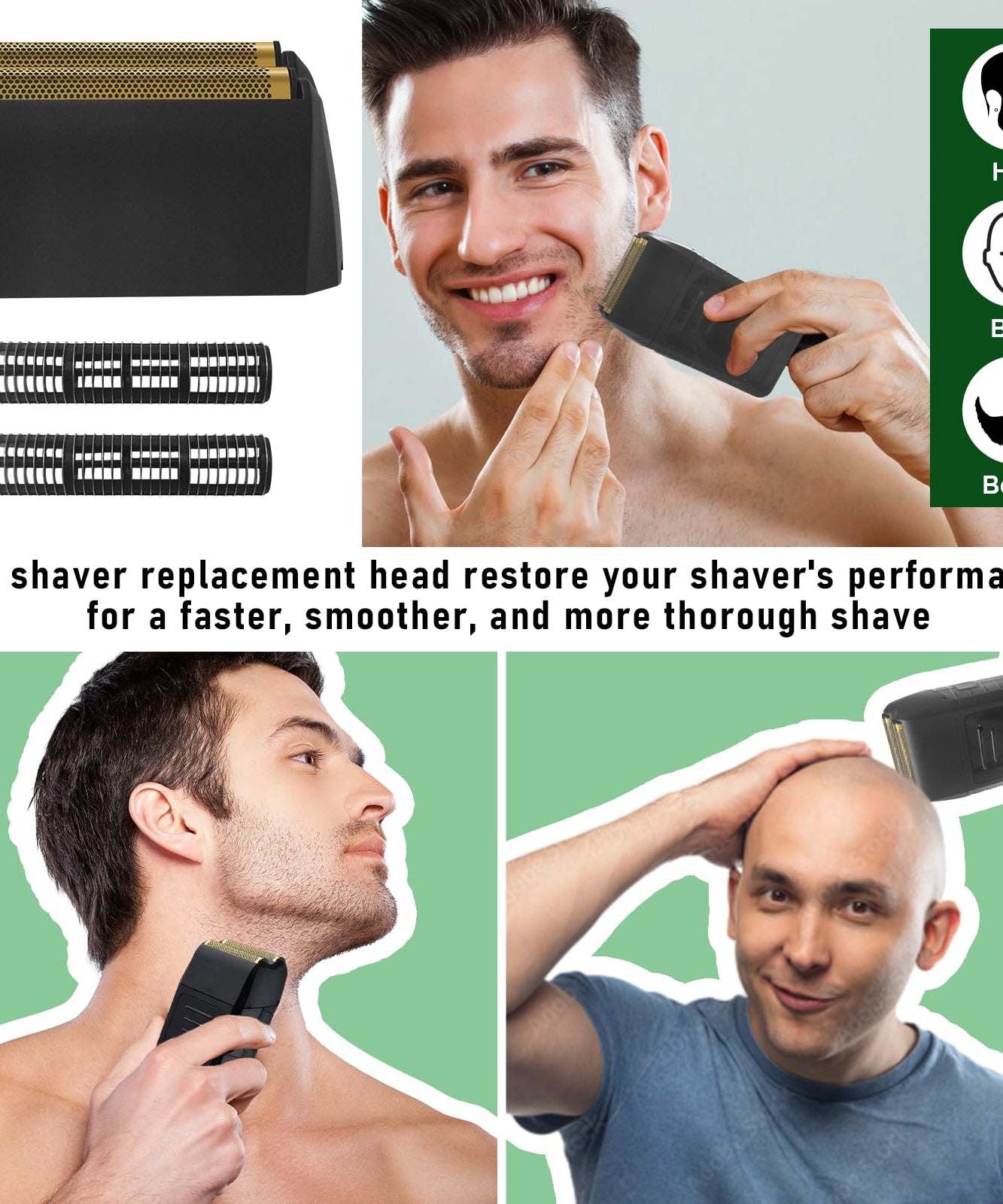 Shaver Replacement Super Close Gold Foil & Cutter Bar Assembly Compatible with Wahl 5 Star Series Vanish Shaver（8173-700） (1 Pack)