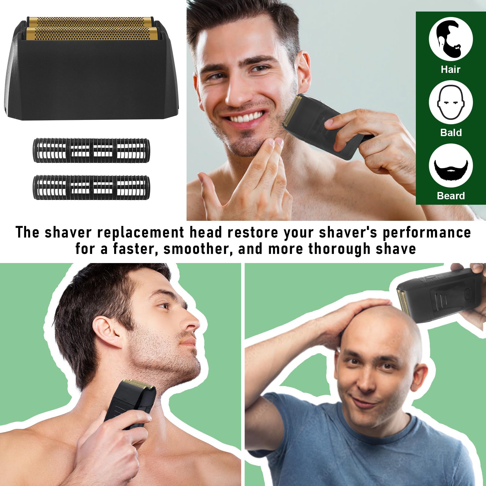 Shaver Replacement Super Close Gold Foil & Cutter Bar Assembly Compatible with Wahl 5 Star Series Vanish Shaver（8173-700） (1 Pack)