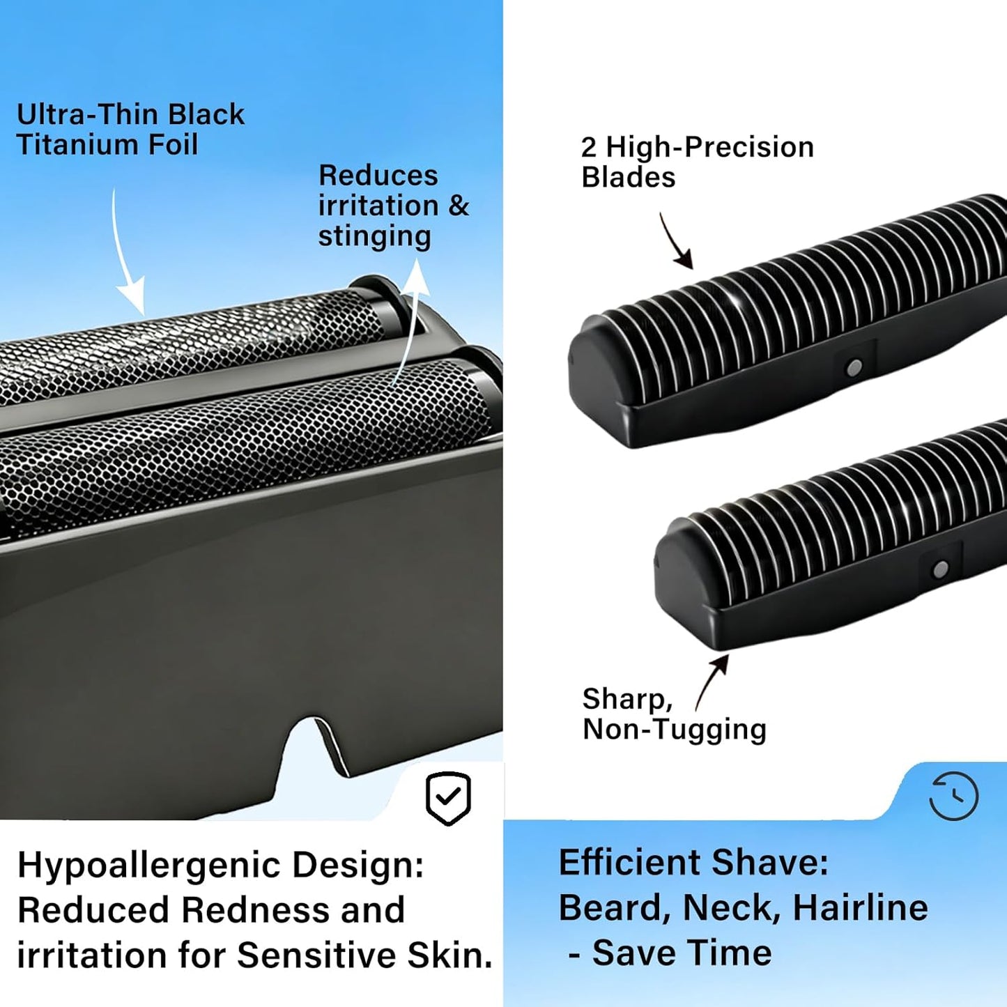Replacement Head Compatible With Babyliss Pro Uv Double Foil Shaver – Precision Double Foil & Blade For Babyliss Uv Foil Fxlfs2 Shaver, Hypoallergenic Titanium Foil For A Close, Irritation-Free Shave
