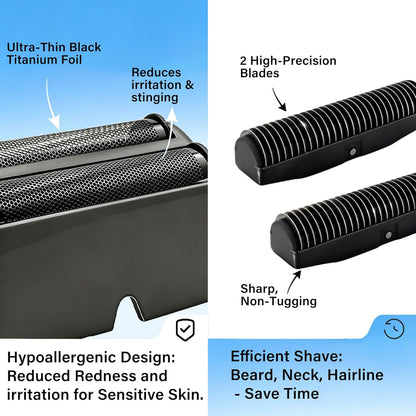 Replacement Head Compatible With Babyliss Pro Uv Double Foil Shaver – Precision Double Foil & Blade For Babyliss Uv Foil Fxlfs2 Shaver, Hypoallergenic Titanium Foil For A Close, Irritation-Free Shave