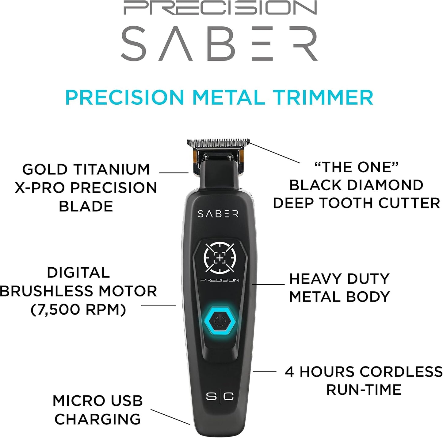 Stylecraft Saber and Precision Saber Professional Full Metal Body Digital Brushless Motor Cordless Hair Trimmers & Clippers