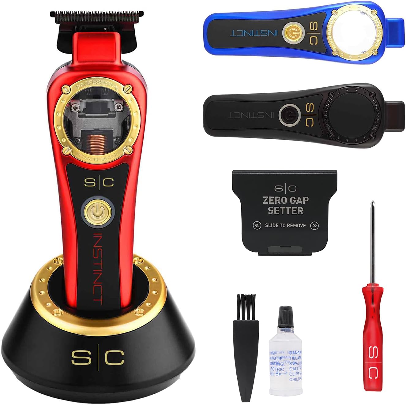 Professional Hair Trimmer for Men Stylecraft Instinct by Gamma più, Vector Motor Hair Trimmer with Intuitive Torque Control, 180 Minutes Cordless Running Time, Adjustable Blade 0 Gap, 3 Covers