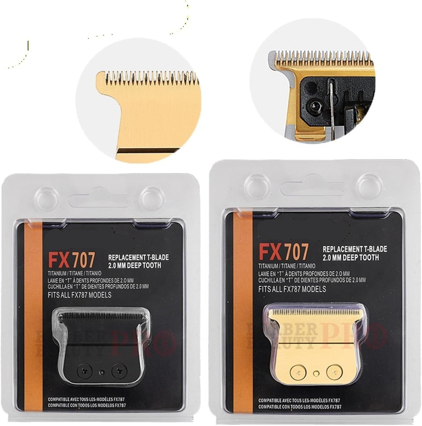 Compatible for Babyliss，All FX787 FX726 FX787Z FX707 Barbershop Professional Replacement Blade Fits Hair Cutter Machine Barber Trimmer(FX707 Gold)