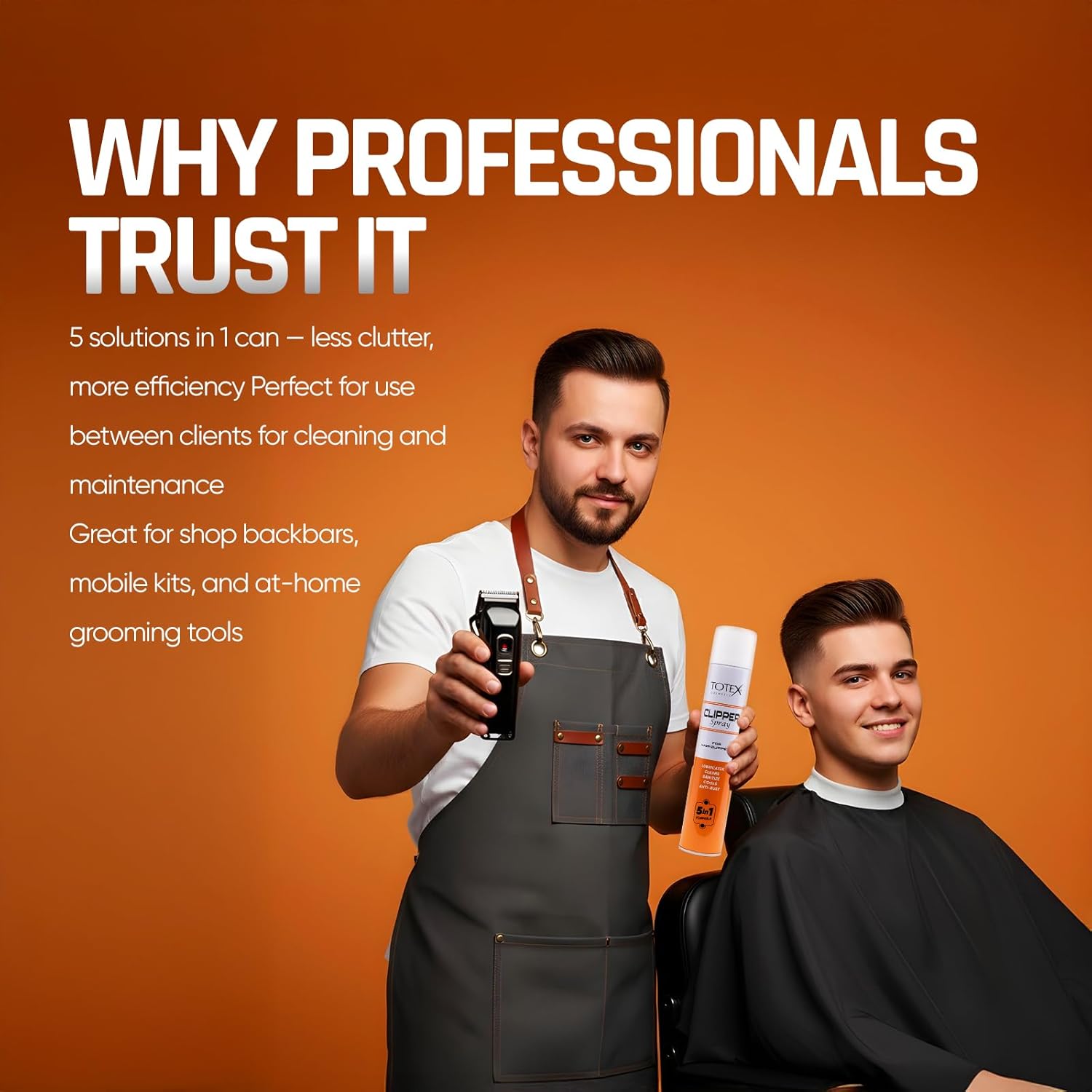 Totex Clipper Spray 400ml – 5-in-1 Lubricates, Cleans, Disinfects, Cools & Anti-Rust | Disinfectant Spray for Hair Clippers, Trimmers, Electric Shavers, Barber Use