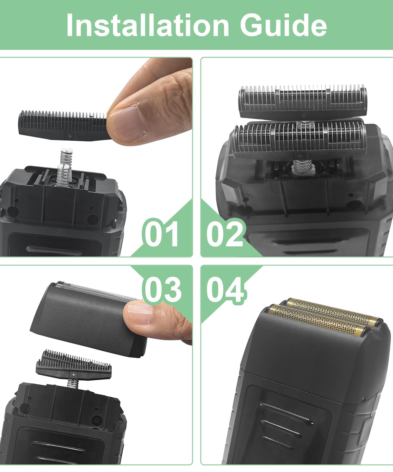 Shaver Replacement Super Close Gold Foil & Cutter Bar Assembly Compatible with Wahl 5 Star Series Vanish Shaver（8173-700） (1 Pack)