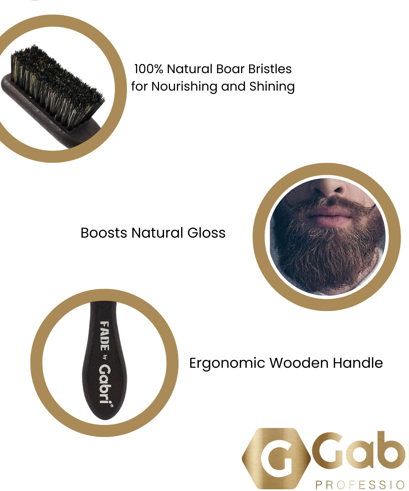 Gabri Men's Grooming Barber Beard and Fade Brush
