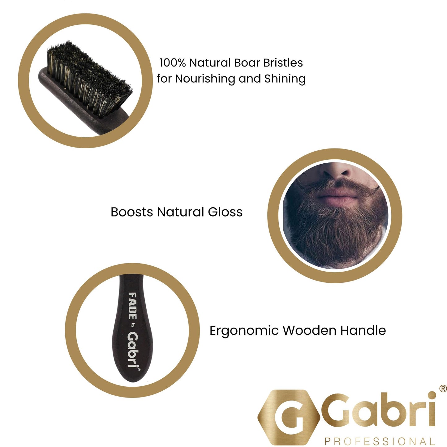 Gabri Men's Grooming Beard and Fade Brush