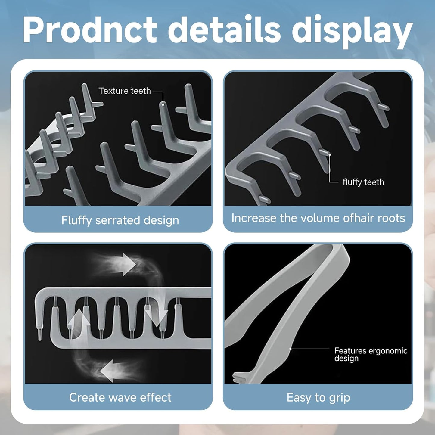 Volumizing Wide Tooth Comb with Root Lifting Teeth & ABS Handle