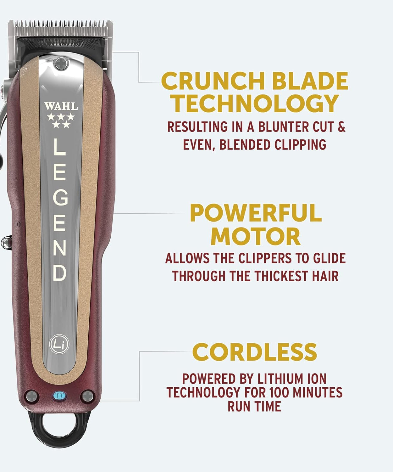 Wahl 5 Star Cordless Legend, Professional Hair Clippers, Pro Haircutting Kit, Adjustable Taper Lever, Crunch Blade, Wedge Blades, Cordless, Barbers Supplies
