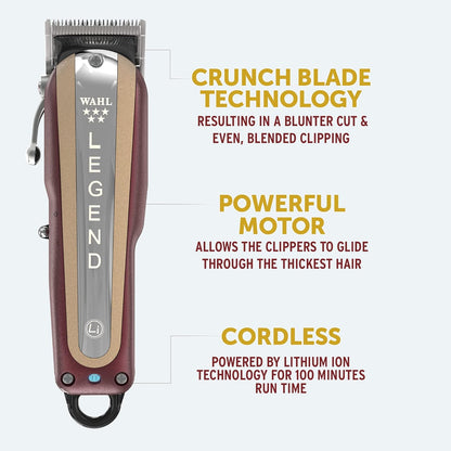 Wahl 5 Star Cordless Legend Clippers with Crunch & Wedge Blades - Wahl - Professional Barber Supplies UK | BarberWorld