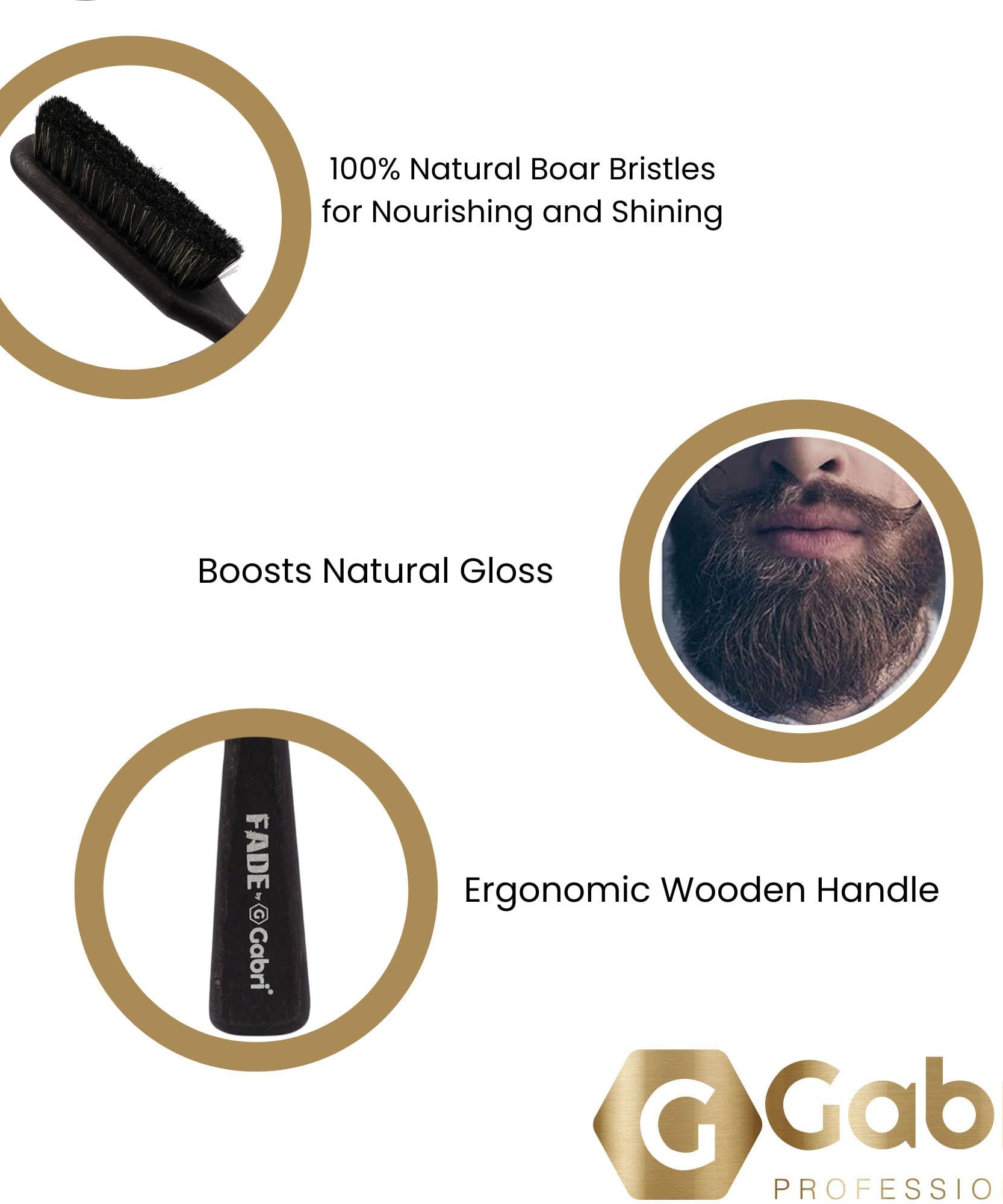 Gabri Men's Grooming Barber Beard and Fade Brush