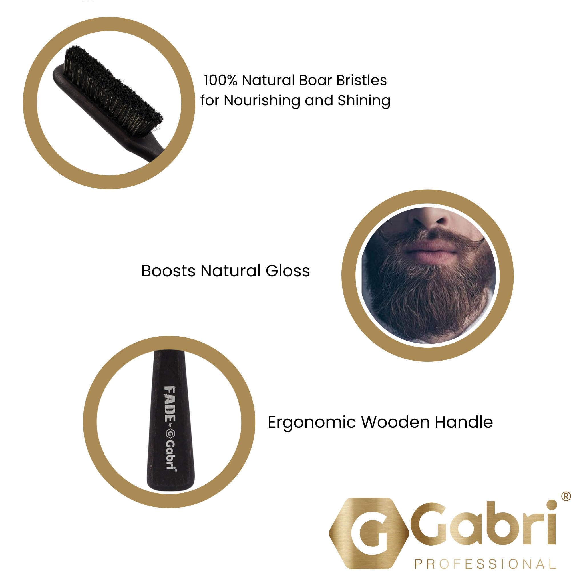 Gabri Men's Grooming Barber Beard and Fade Brush