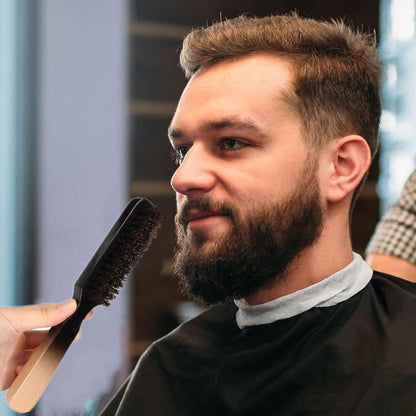 Natural Boar Bristle Beard Brush for Grooming and Fade Blending