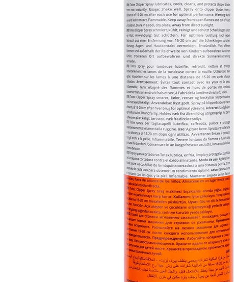 Totex Clipper Spray 400ml – 5-in-1 Lubricates, Cleans, Disinfects, Cools & Anti-Rust | Disinfectant Spray for Hair Clippers, Trimmers, Electric Shavers, Barber Use