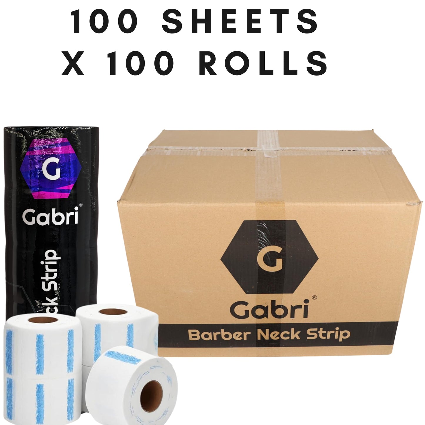 Gabri Barber Neck Strips 5 x 100 Rolls Pack White & Black