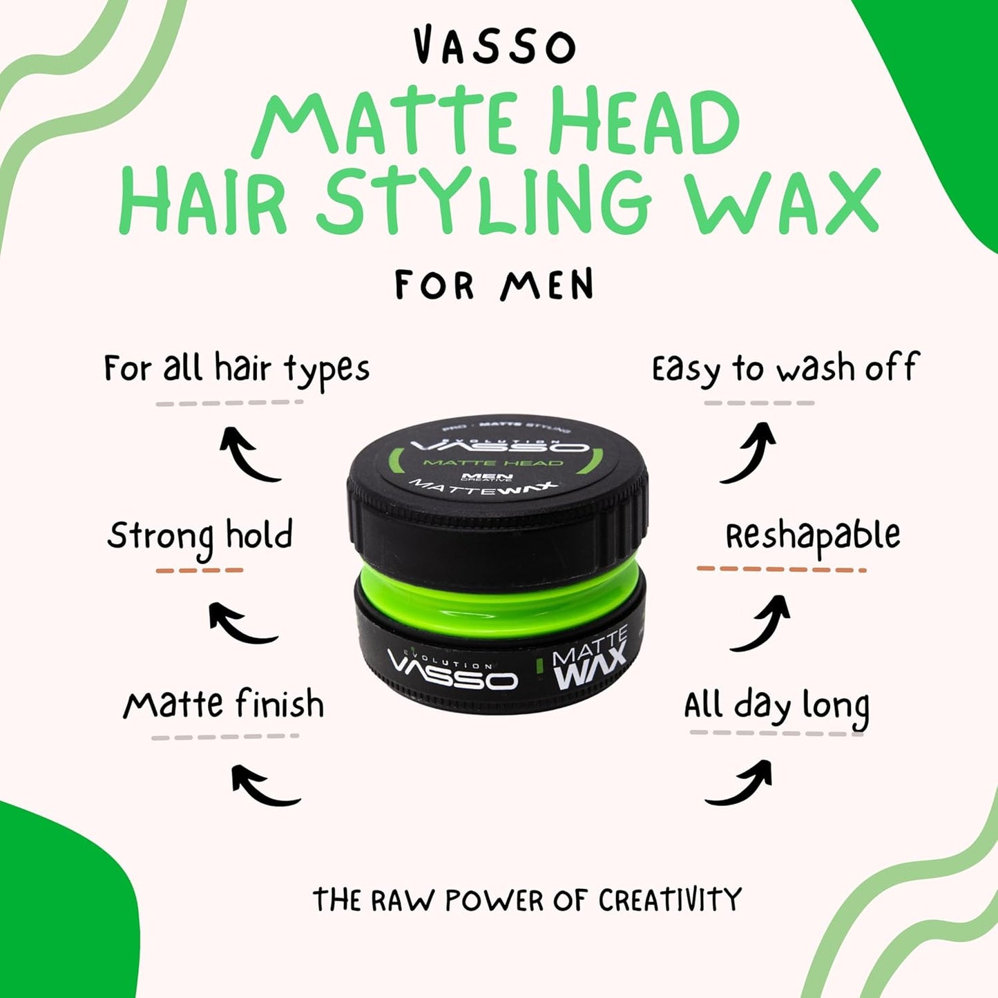 Vasso Hair Wax Ultra Hold Matte Finish 150ml