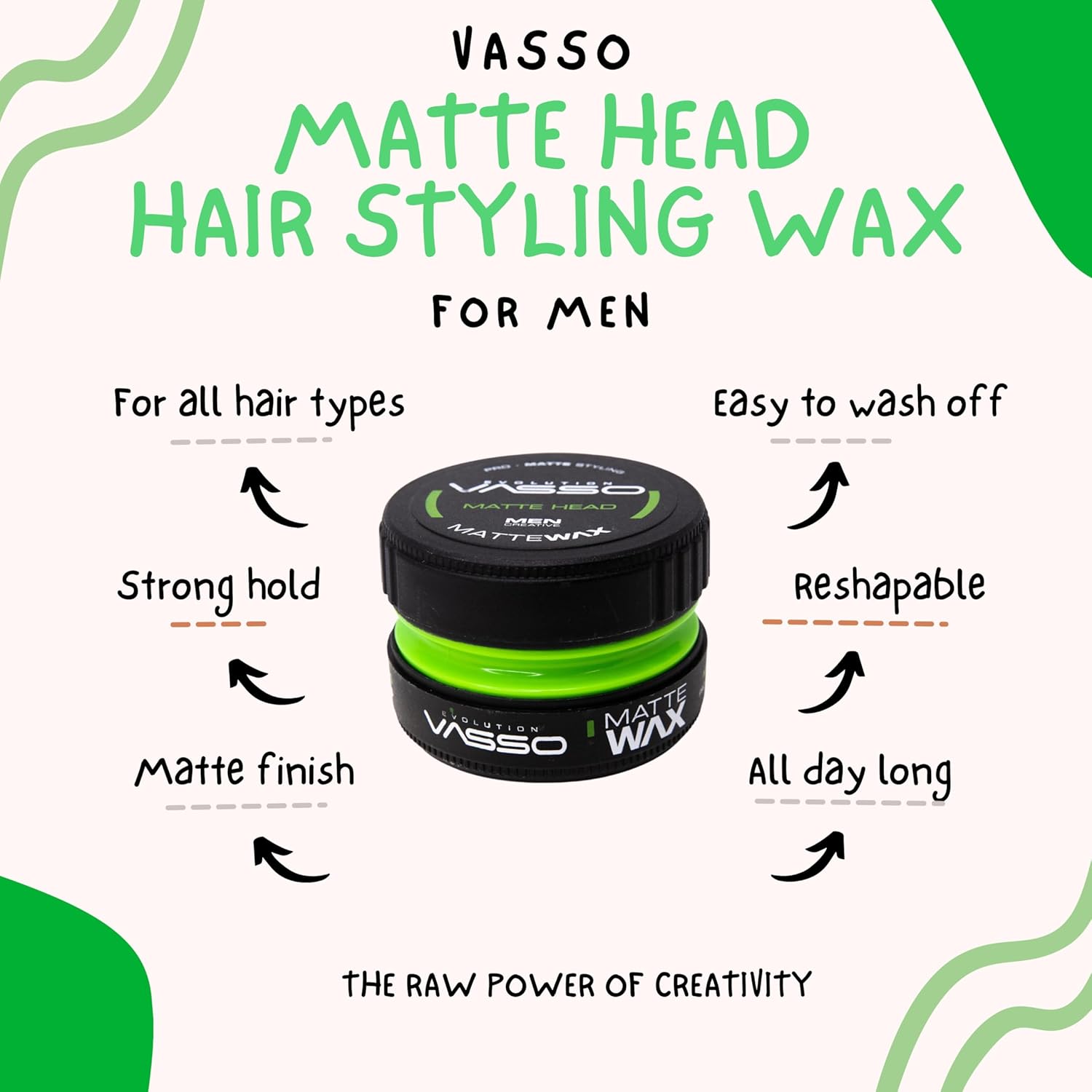 Vasso Hair Wax Ultra Hold Hair Styling Wax Matte Finish 150 ML