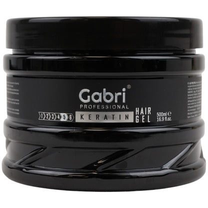 Gabri Hair Styling Gel, Firm Hold Styling Hair Gels, High Gloss, Anti-Frizz Effect, Edge Control, For All Hair Types (250 g (1 Pack), Keratin)
