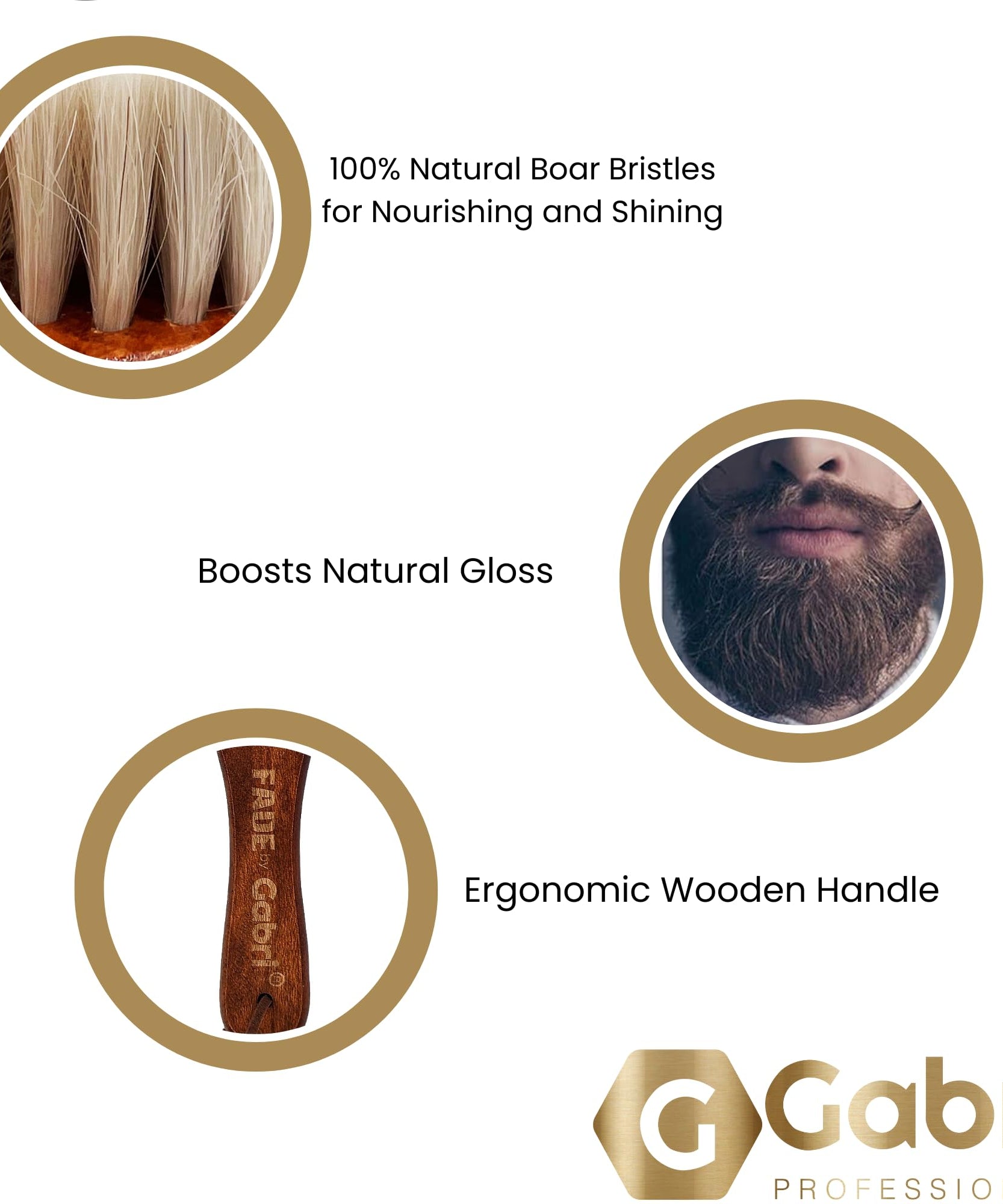 Gabri Men's Grooming Barber Beard and Fade Brush