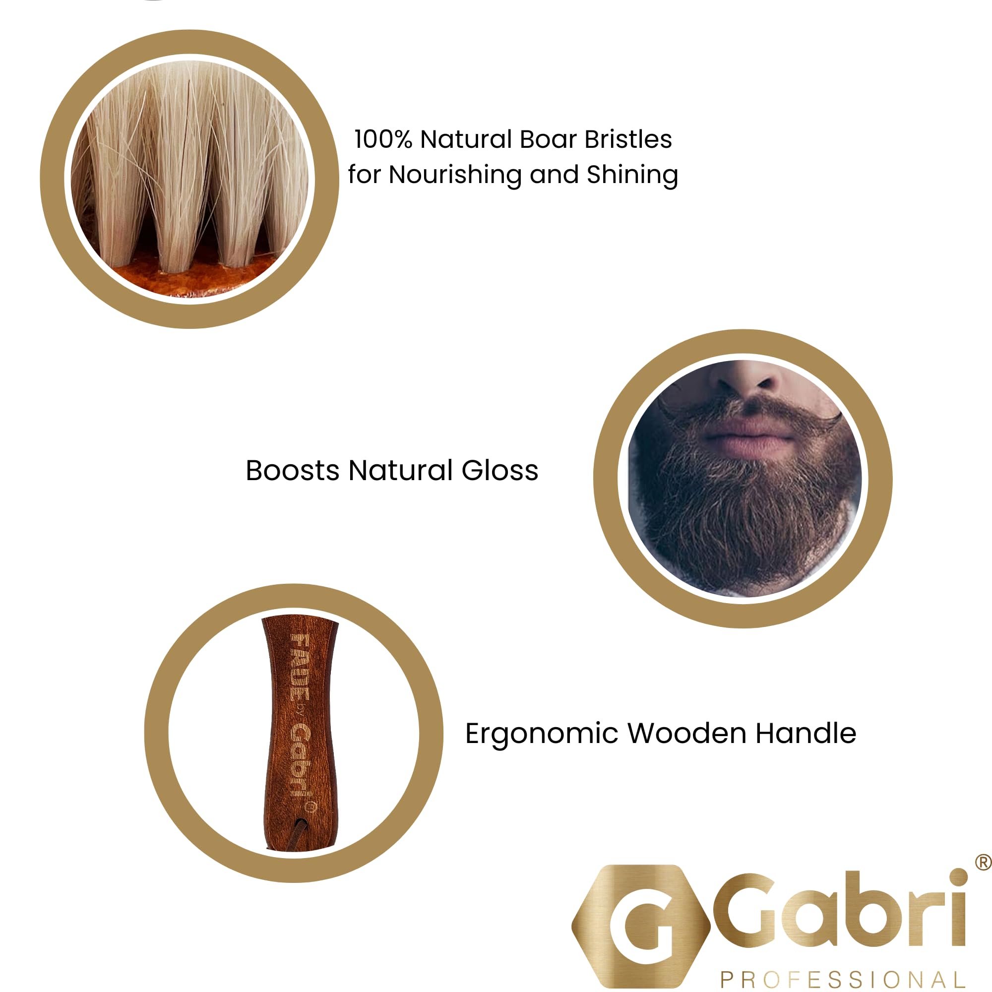 Gabri Men's Grooming Barber Beard and Fade Brush
