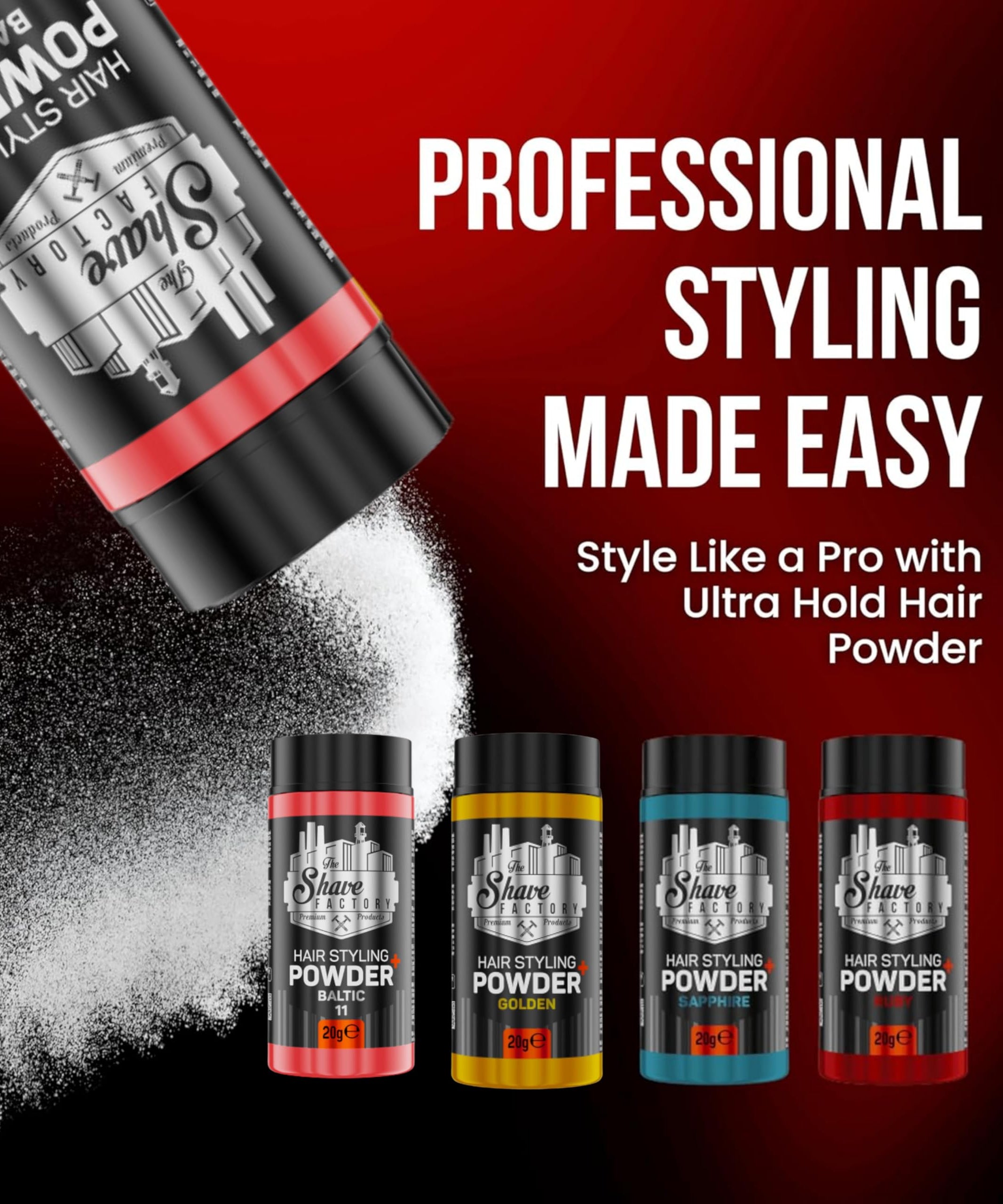 The Shave Factory Ultra Hold Hair Styling Powder Arctic 20g –30g