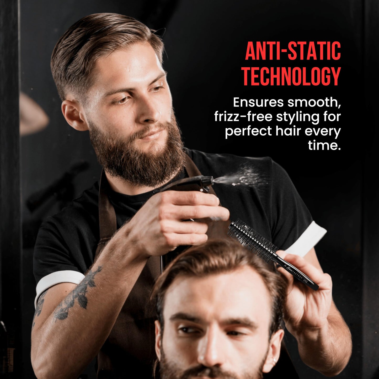 Wooden Round Brush Model-19 Brown Static Free