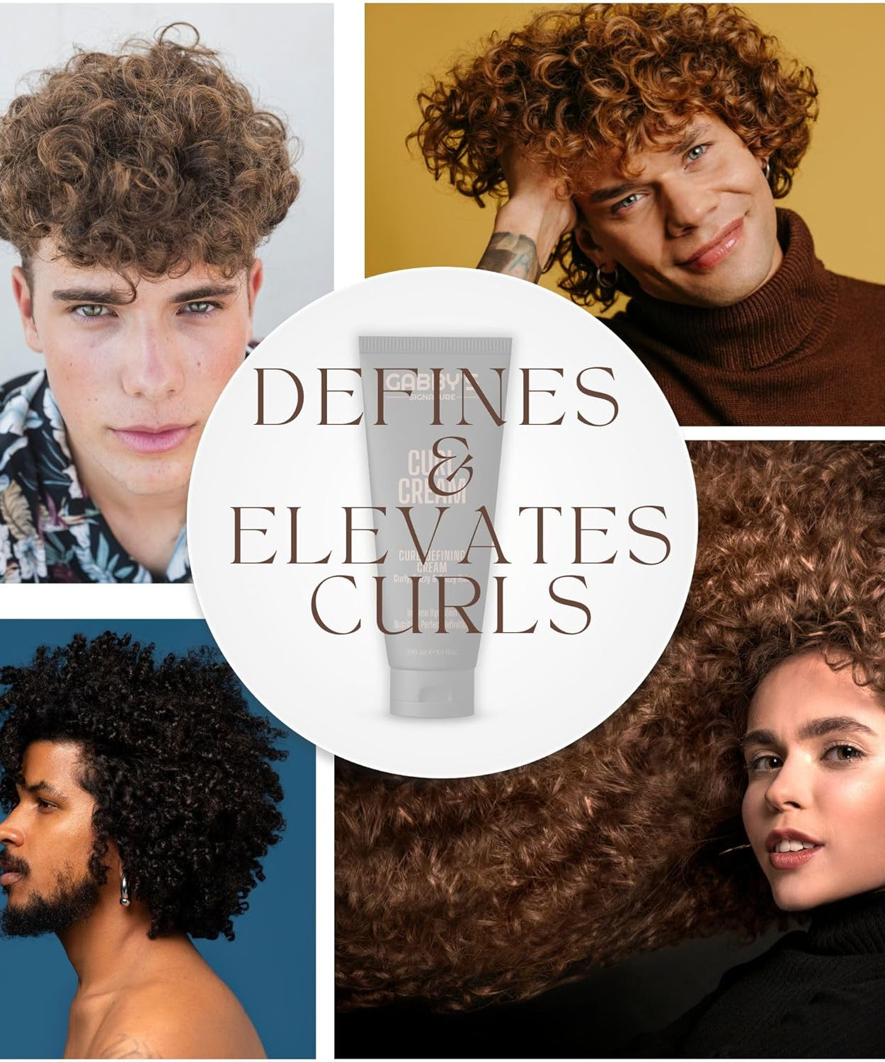 Gabby's Curl Cream 250ml, Lightweight Curl Defining Cream for Curling & Frizzy Hair, Anti-Frizz Leave-In Cream with Shea Butter & Coconut Oil, Hydrating, Nourishing Styling for Soft, Defined Curls