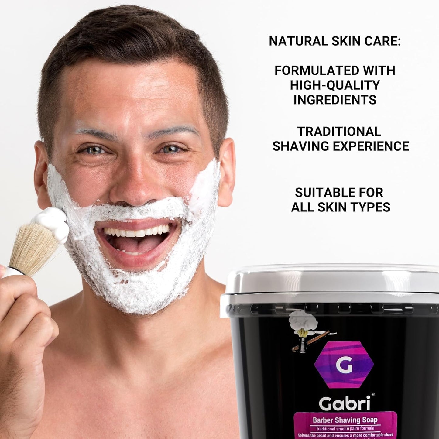 Gabri Professional Shaving Soap 140 g for Sensitive Skin - Traditional Shaving Soap for Men's Grooming