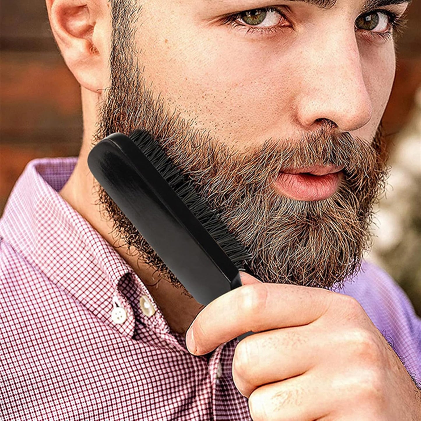 Natural Boar Bristle Beard Brush for Grooming and Fade Blending