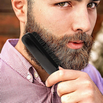 Natural Boar Bristle Beard Brush for Grooming and Fade Blending