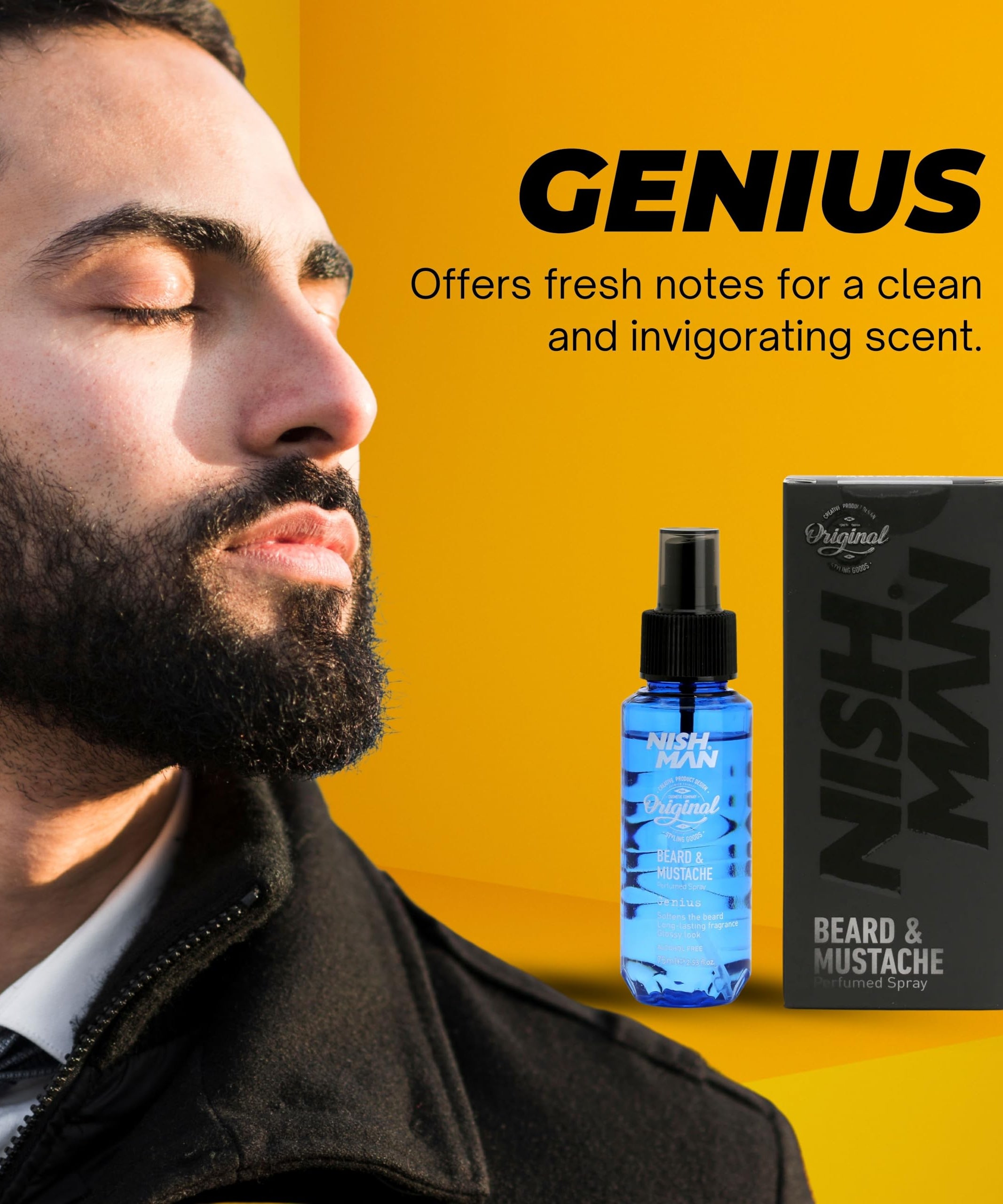 NISHMAN Beard & Moustache Perfume - Adonis 75ml - Refreshing, Long-Lasting Scent for Beard Care - Ideal Beard Perfume for Daily Beard and Mustache Grooming
