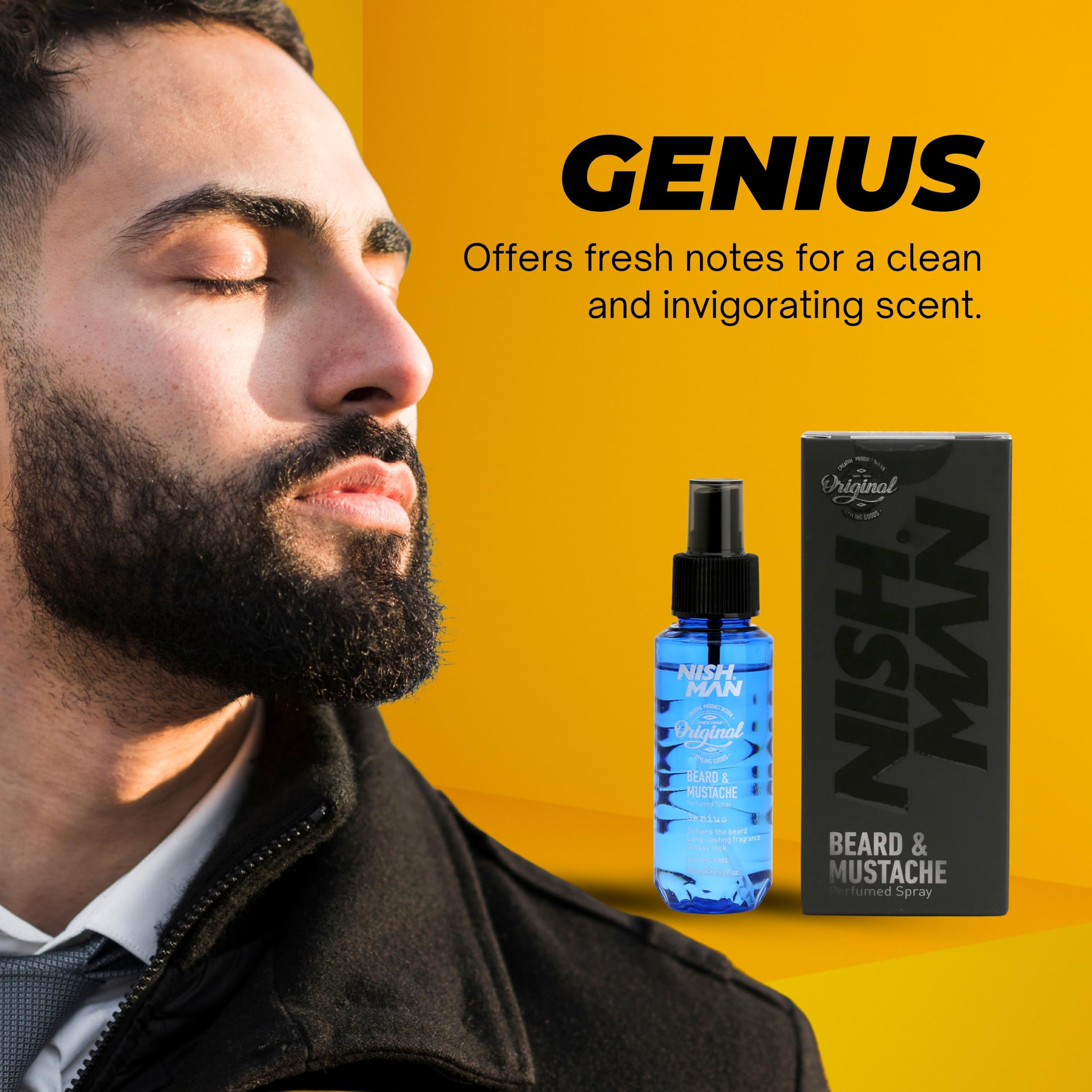 NISHMAN Beard & Moustache Perfume - Adonis 75ml - Refreshing, Long-Lasting Scent for Beard Care - Ideal Beard Perfume for Daily Beard and Mustache Grooming