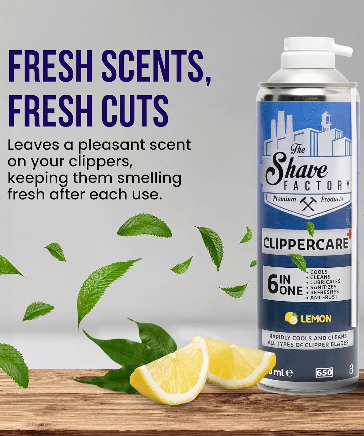 The Shave Factory ClipperCare PLUS+ 6in1 Spray LEMON - 500ML MEGA Size
