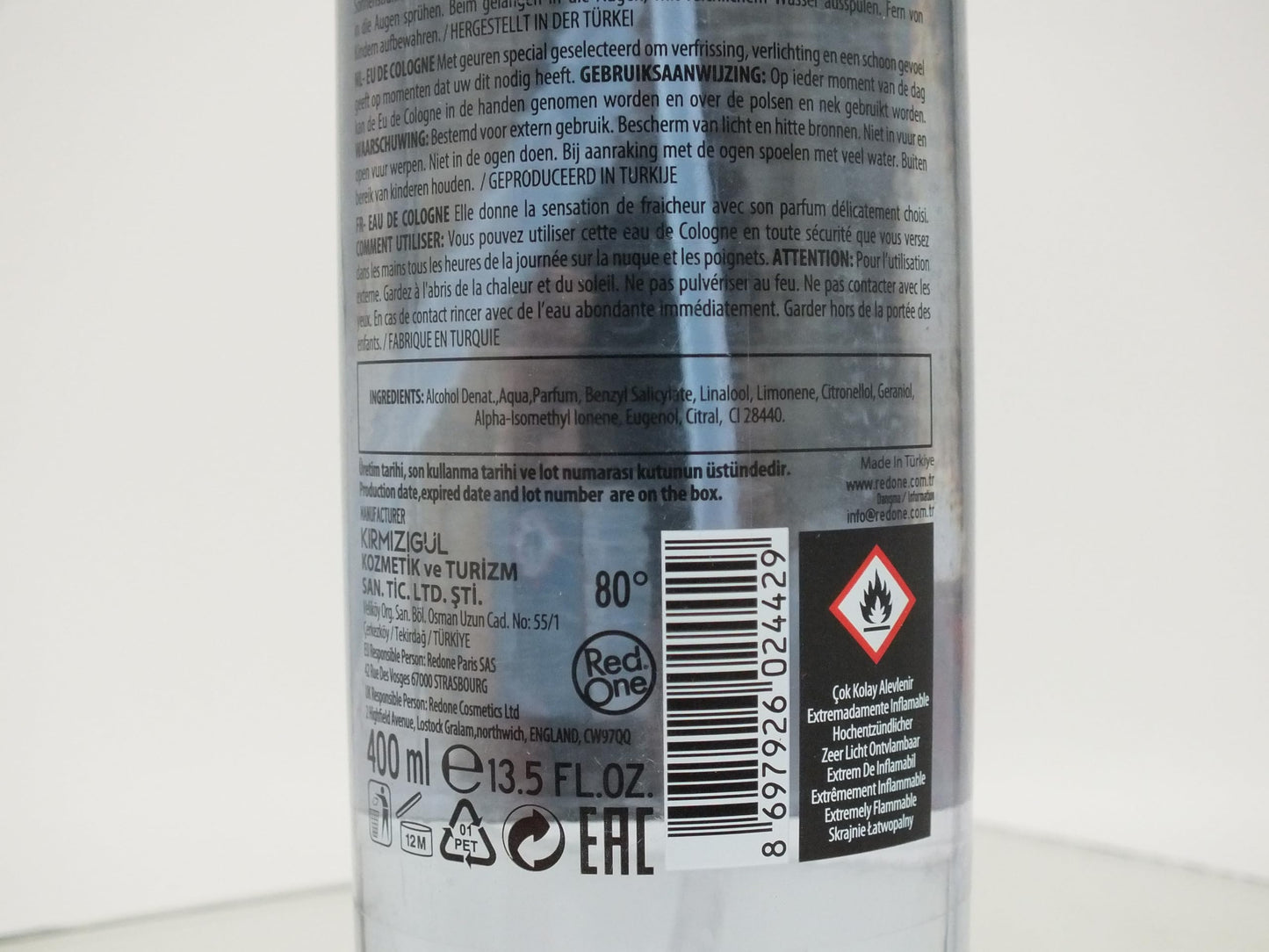 RedOne Aftershave Natural Barber Spray Cologne 400ml