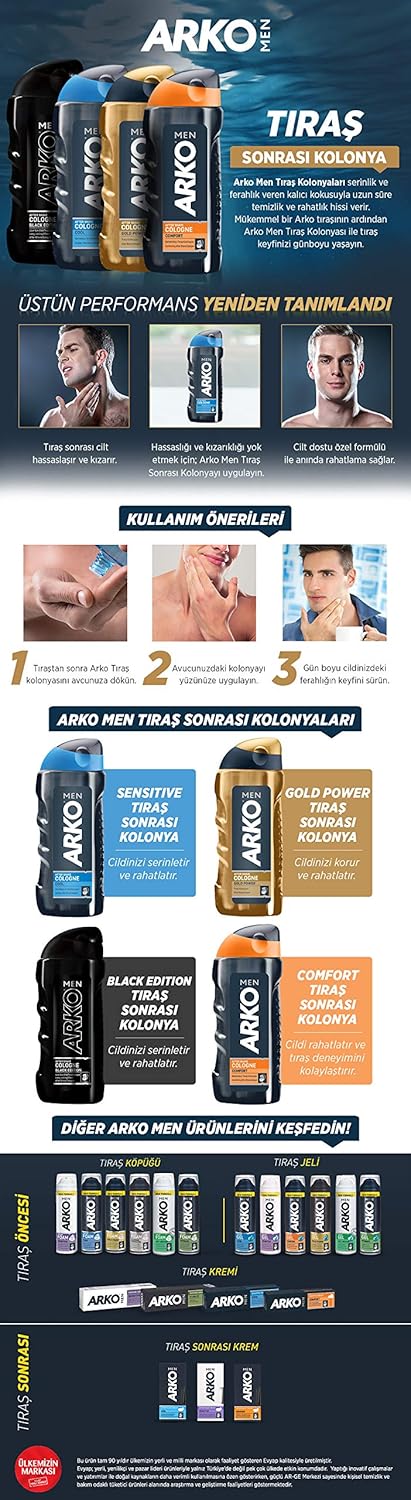 Arko Men Aftershave Cologne Cool 250ml - Arko - Professional Barber Supplies UK | BarberWorld