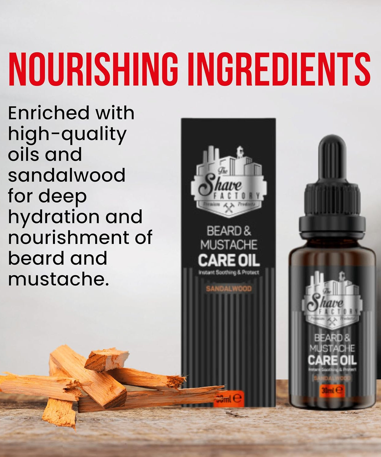 The Shave Factory Beard&Mustache Care Oil with Sandalwood 30 ML